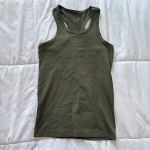 Pheel Womens XS Olive Green Perforated Mesh Racerback Activewear Tank Top USA